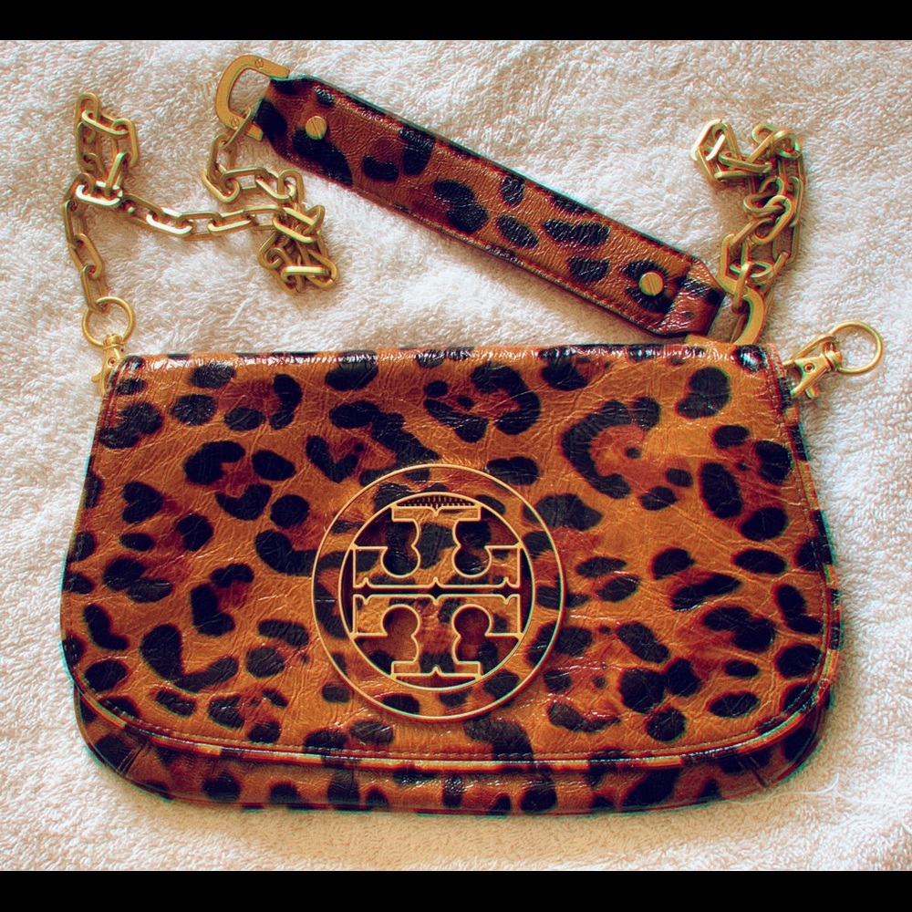 Tory Burch, Clutch, leopard print pattern, leather